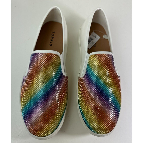 Torrid Embellished Slip On Sneakers Celebrate Love Rainbow Shoes Women's Size 9W - Picture 15 of 15